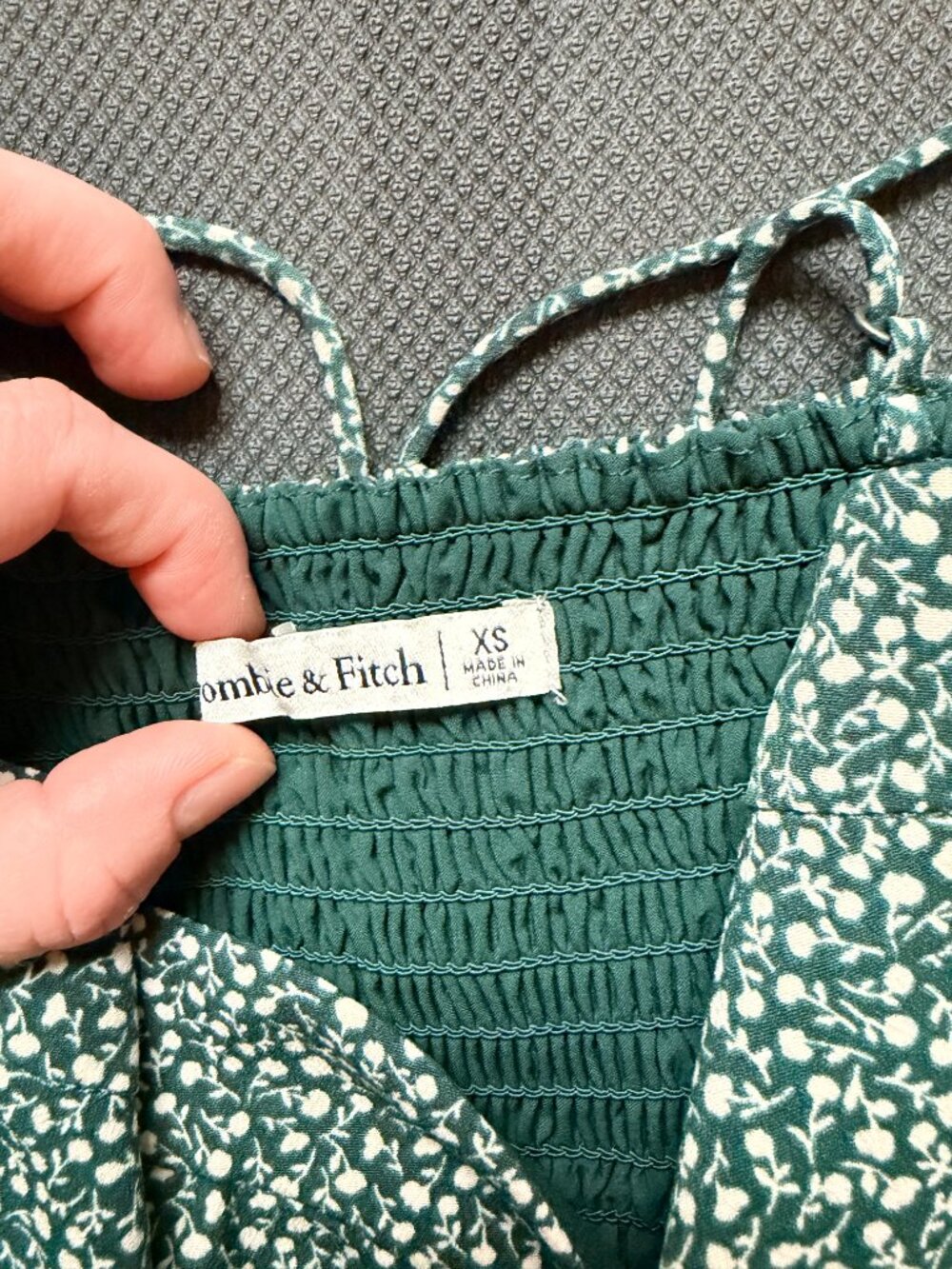 Abercrombie & Fitch green floral sweetheart neckline, A-line dress, size XS - Picture 2 of 3